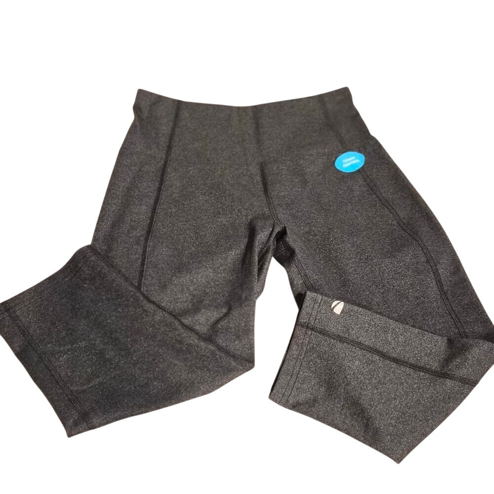 NWT Marika Brooke High Rise Tummy Control Capri Leggings Charcoal Heather Grey S